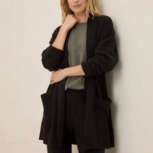 PACT Organic Cotton Black Airplane Wrap Cardigan Size XL/XXL 100% Organic